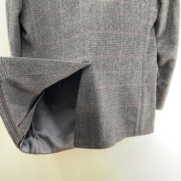 Vtg Unstructured Woolworth's 2-Bttn Gray Plaid Wool Sport Coat (42L or 44L) - Picture 9 of 14